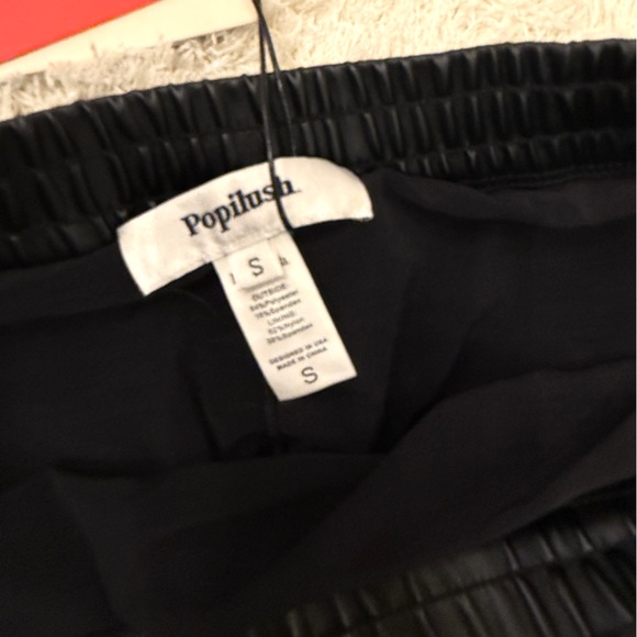 Popilush Faux Leather High Waisted Wide Leg Pants - Picture 3 of 5